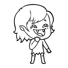 Fototapeta premium cartoon laughing vampire girl