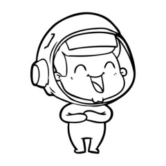 happy cartoon astronaut