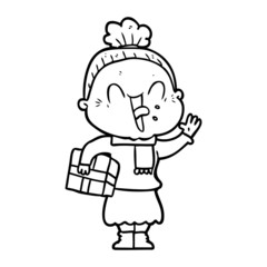 cartoon happy old woman