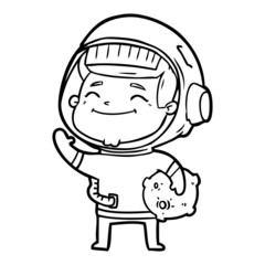 happy cartoon astronaut