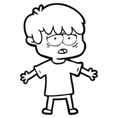 cartoon exhausted boy