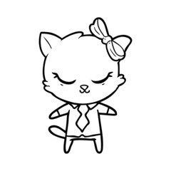 cute cartoon business cat with bow