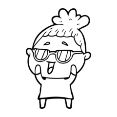 cartoon happy woman wearing spectacles