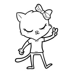 cute cartoon cat with bow