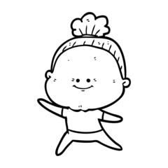 cartoon happy old woman