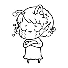 cartoon crying alien girl