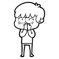 Fototapeta premium cartoon exhausted boy