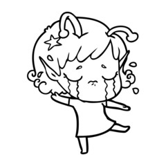 cartoon crying alien girl