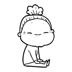 cartoon peaceful old woman