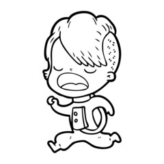 cartoon cool hipster girl in space suit