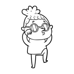 cartoon woman wearing sunglasses