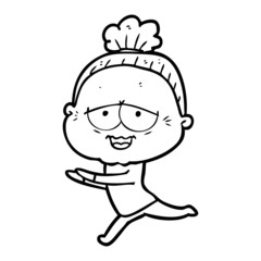 cartoon happy old lady