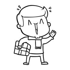 cartoon excited man