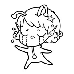 cartoon crying alien girl