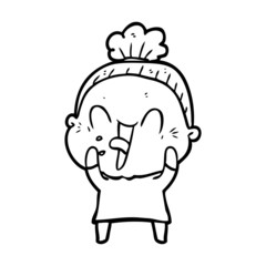 Fototapeta premium cartoon happy old woman