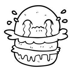 cartoon crying fast food burger