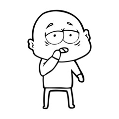 Fototapeta premium cartoon tired bald man