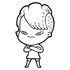 cute cartoon girl with hipster haircut
