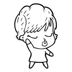 cartoon woman with eyes shut