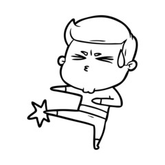 cartoon man sweating