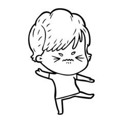 cartoon frustrated woman