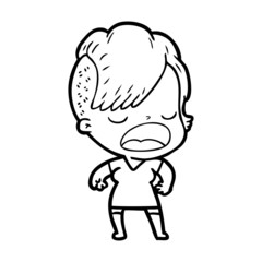cartoon cool hipster girl talking