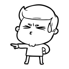 cartoon man sweating