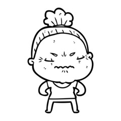 cartoon annoyed old lady