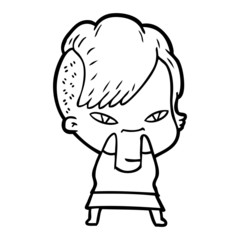 cute cartoon girl with hipster haircut