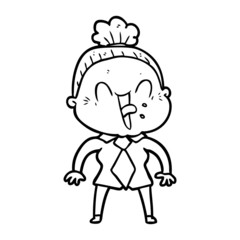 Naklejka premium cartoon happy old woman