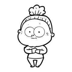 cartoon happy old woman