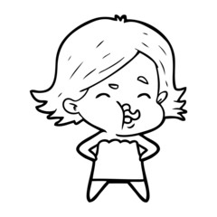 cartoon girl pulling face