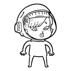 cartoon astronaut woman