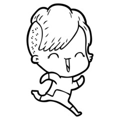 cartoon happy hipster girl