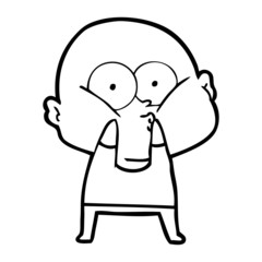 cartoon bald man staring