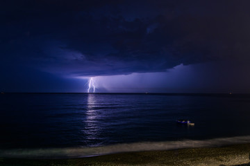 Fototapeta na wymiar Thunderstorm on a sea