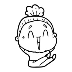 Fototapeta premium cartoon happy old lady