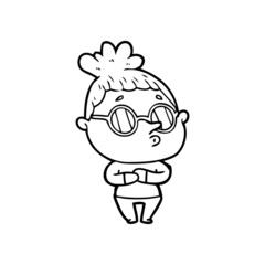 Fototapeta premium cartoon woman wearing sunglasses