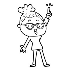 cartoon happy woman wearing spectacles