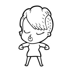 cartoon pretty hipster girl