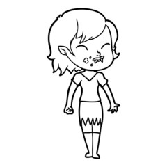 cartoon vampire girl with blood on cheek