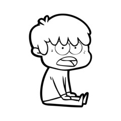 worried cartoon boy
