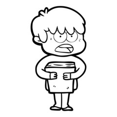 Fototapeta premium worried cartoon boy