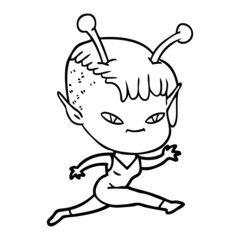 cute cartoon alien girl