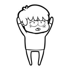 cartoon exhausted boy