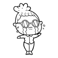 cartoon crying woman wearing spectacles
