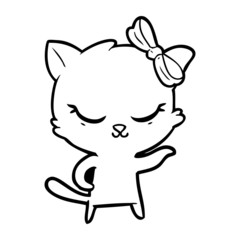 cute cartoon cat with bow