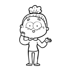 cartoon happy old woman