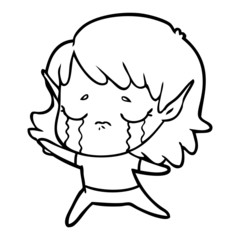 Fototapeta premium cartoon crying elf girl