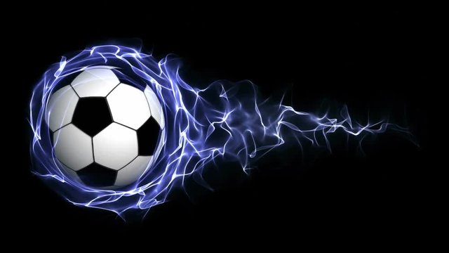 Soccer Ball in Blue Abstract Particles Ring, Rendering, Background, Loop, 4k
